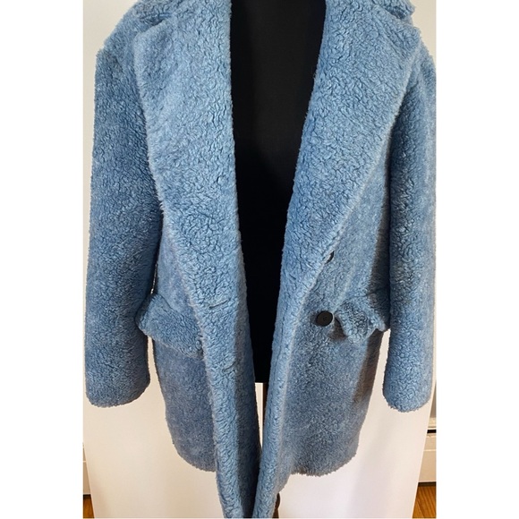 Zara Basics Outerwear Ice Blue Double breasted Teddy Coat size Small - Picture 4 of 12